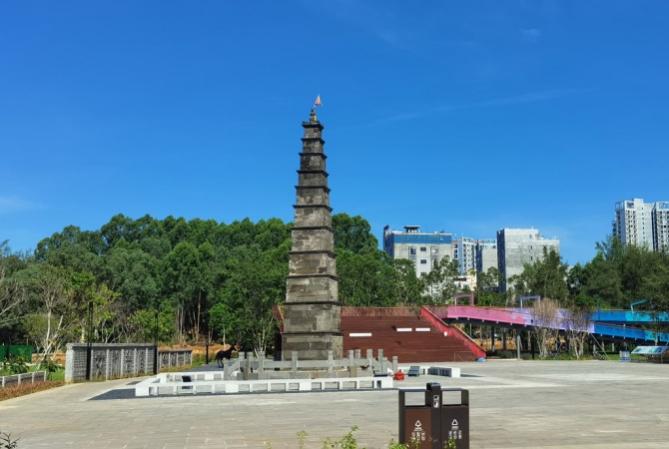 藤根河濕地公園內(nèi)的文峰塔廣場 海南省水利水電勘測設(shè)計研究院提供