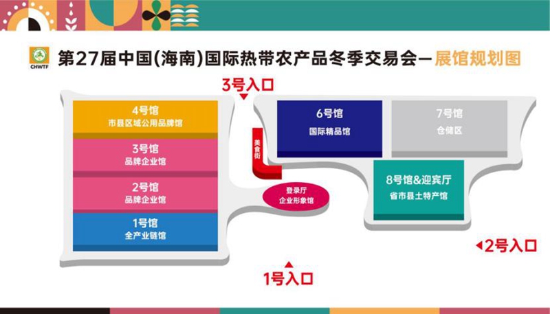 2024年第27屆中國（海南）國際熱帶農(nóng)產(chǎn)品冬季交易會展館規(guī)劃圖。 主辦方供圖