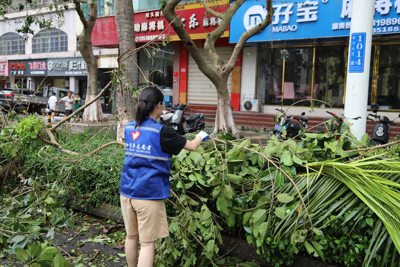 青年志愿者隊(duì)投入恢復(fù)一線。 共青團(tuán)?？谑形瘑T會(huì)供圖